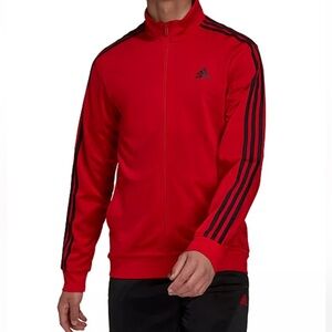 Adidas- Men's Tricot Track Jacket, Red and Black